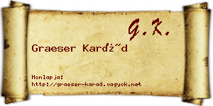 Graeser Karád névjegykártya